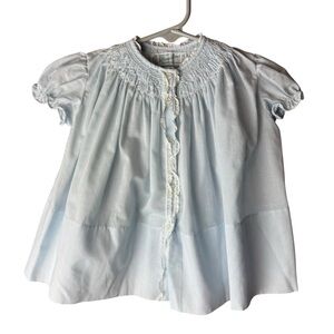 Feltman Bros Smocked Hand Embroidered Blue Dress